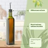 DUNSOO Butelka na olej, 2 x 500 ml dozownik octu i oleju, butelka na oliwę z oliwek z lejkiem, pokrywka zabezpieczona przed matowieniem, etykieta, szklana butelka do kuchni i grilla (zielona, 500 ml)