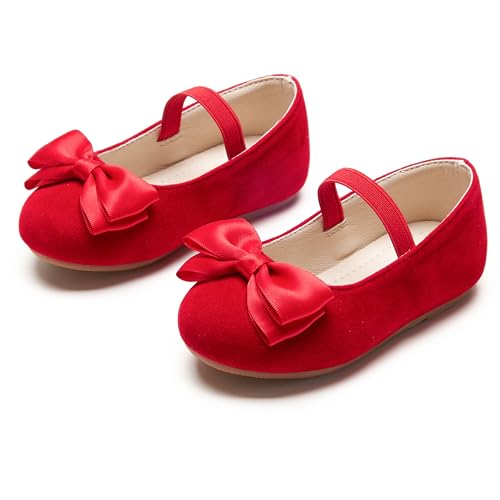 Image of PHIRAMIN Toddler Flower Girl Dress Shoes - Little Girl Ballet Flats Bow Wedding Party