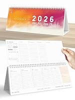 UNITURE® - Bunter Tischkalender Okt. 2025 bis Dez. 2026 Monatskalender - Kalender 2026 Planer mit Monatsansicht Stehkalender - Kalender quer 2026 Tischkalender als Querkalender 2026