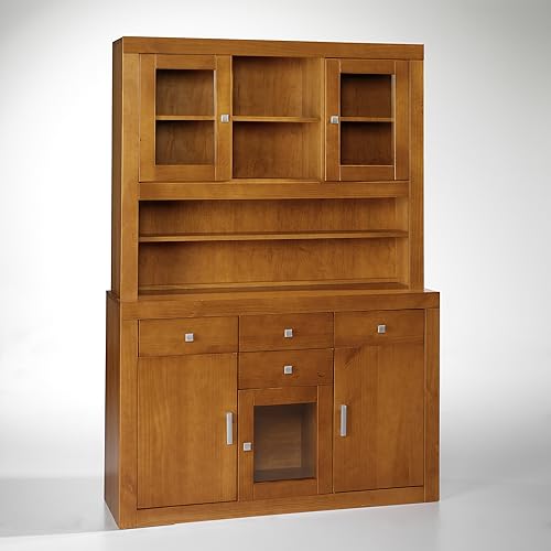 MOBLIT Alacena, Realizada en Madera de Pino Maciza, Serie Kalpe. Realizada en Color Cerezo Claro. Medidas: 187x42 cm (Alto x Fondo) (130 cm de Ancho)