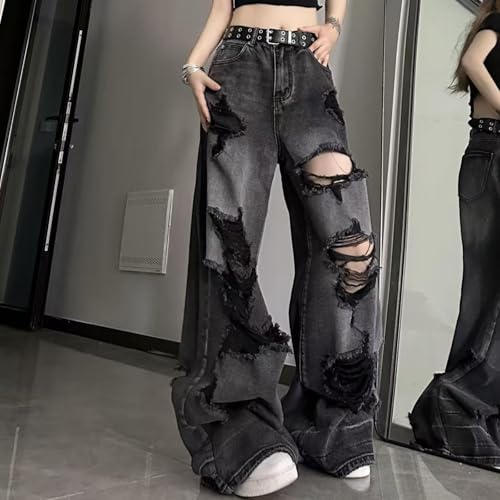 Y2K Ripped Grunge Baggy Jeans Pants Emo Women Goth Straight Leg Pants High Waist Alt 2000s Trousers Clothes2