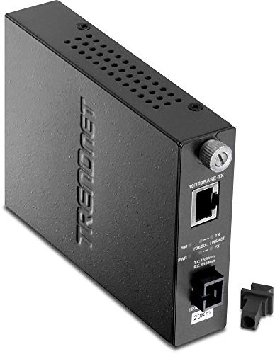 TRENDnet Intelligent 100Base-TX to 100Base-FX Dual Wavelength Single Mode SC Fiber Media Converter (20 km/12.4 miles),Fiber Port, RJ-45, Fiber to Ethernet Converter Lifetime Protection, TFC-110S20D5i