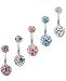 FIBO STEEL 5 Pcs 14G Stainless Steel Belly Button Rings Navel Barbell Body Jewelry Piercing