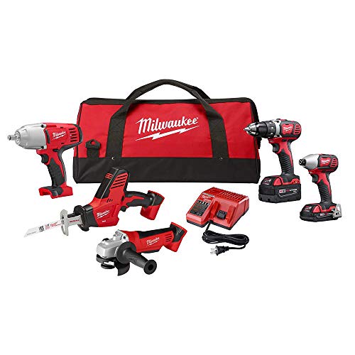 Milwaukee 2695-25Cxh M18 18-Volt Lithium-Ion Cordless Combo Tool Kit (5-Tool) With Two Batteries, Charger, Tool Bag #TOP23