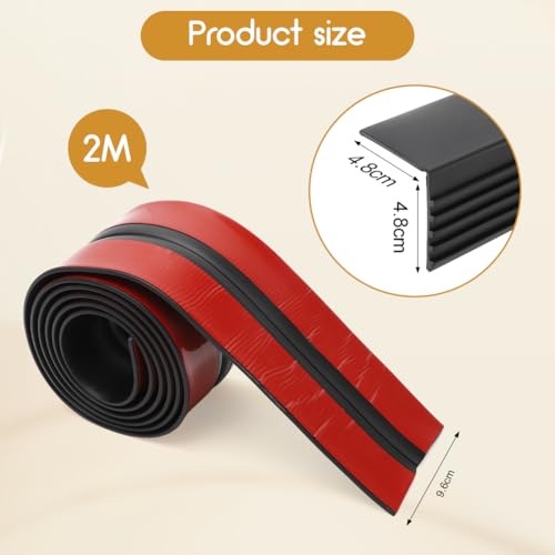 RANJIMA Treppenkantenprofil Selbstklebend,PVC Treppenkantenprofil Selbstklebende,Rutschfeste Treppenkante,Selbstklebend Winkelprofil Anti-Rutsch Treppenkante (Schwarz, 2M)
