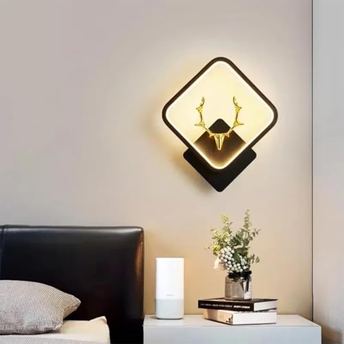 Image of fizzytech LED Deer Head Wall Light, Square Golden Deer Decorative Wall Lamp with 3 Colour Changing Modes for Living Room, Bedroom, Hallway & Home Decor, Pack of 2