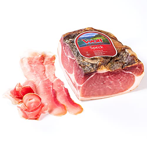 WOLF - Wolf, Speck di Sauris, Hergestellt Mit Traditioneller Räuchermethode, Mindestens 4 Monate Gereift, Glutenfrei, Vakuumverpackt, Stück 0,7 Kg (Mind. Nettogewicht Garantiert)