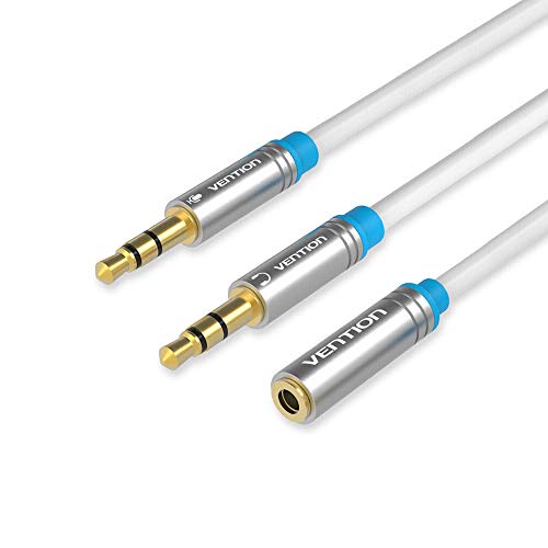 Andoer Cabo de extensão de áudio de 3,5 mm VENTION 3.5 Jack AUX feminino para dual masculino Fone de