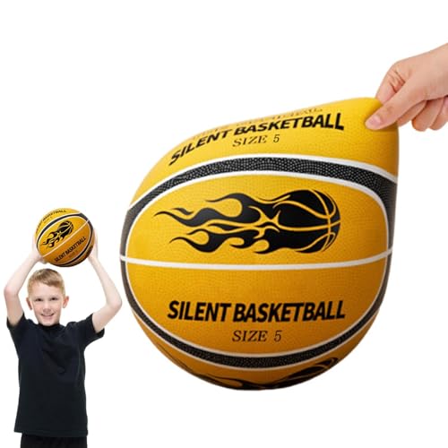 Hasihendy Dribble De Basket-Ball Silencieux en Intérieur, Ballon Basket Mousse Interieur, Silent Basketball Indoor, Ballon Basket Silencieux Taille 7, pour L'entraînement