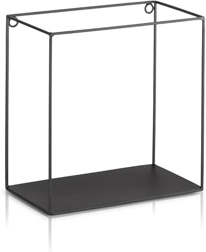Miniatura 8 de Juego de 3 estantes de pared, estanterías flotantes cuadradas, modernas estanterías de metal negro, estantes colgantes decorativos premontados,