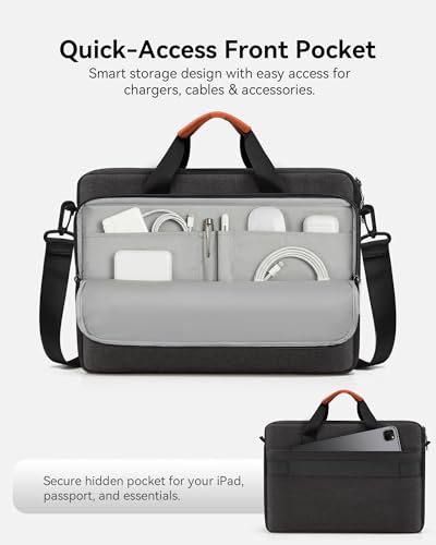 Image of bagasin 17 17.3 18 inch Laptop Bag Carrying Case with Edge Protection | Water-Repellent Fabric Computer PC Shoulder Briefcase, Lightweight Toploader, Business Casual or School