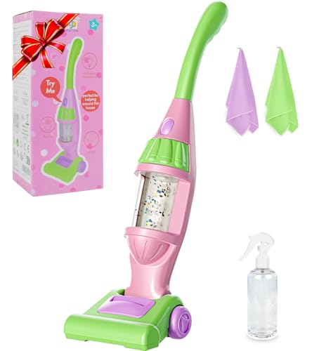 Toddler Vacuum Toy That Works with Lights & Sounds, Pretend Play Toy Vacuum for Toddlers 3-5 Years Old, Baby Vacuum for Boys, Girls, Kids Vacuum Cleaner Cleaning Toys with Spray Bottle, 2 Towels - image 1