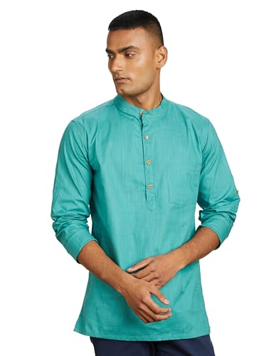 Image of Amazon Brand - Symbol Men's 100% Cotton Solid Short Length Casual Kurta - Regular Fit (Available in Plus Sizes)