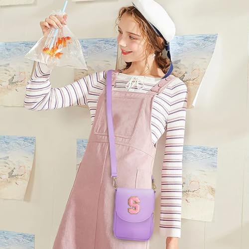 Image of Viverte Crossbody Purse for Teen Girls Small Initial Cell Phone Toddler Purse Leather Triple Compartment Crossbody Bags
