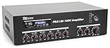 Anschlüsse: 1 x XLR-Mikrofon-Eingang, 2 x Line/Mic-Klinken-Eingang, 2 x RCA-Line-Eingang, 1 x RCA-Ausgang, 1 x FM-Antennen-Anschluss, Telefon-Eingang, MOH-Ausgang | Zusätzliche Anschlussoptionen: 4 / 8 / 16 Ohm sowie 70V und 100V | USB- und SD-Port