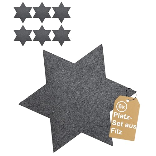 CULT at home Platzset Stern – 6 Stück Filzuntersetzer Stern –...