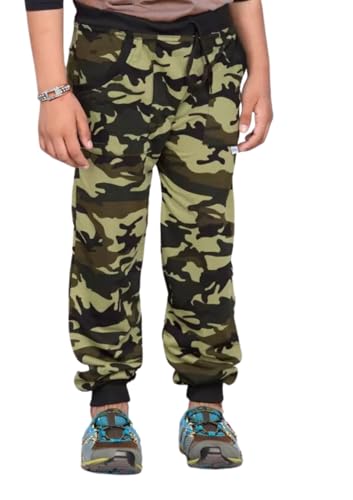 Image of Kids Boys and Girls Cotton 2 Side Pocket Army Print Regular Fit Ankle Length Track Pant Lower.