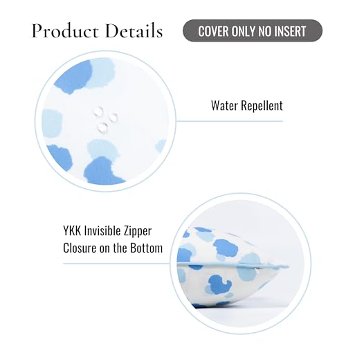 Hofdeco Premium Coastal Patio Indoor Outdoor Throw Pillow Cover Only, 20"x20" Water Repellent for Backyard, Couch, Baby Blue Leopard with Piping - Image 5