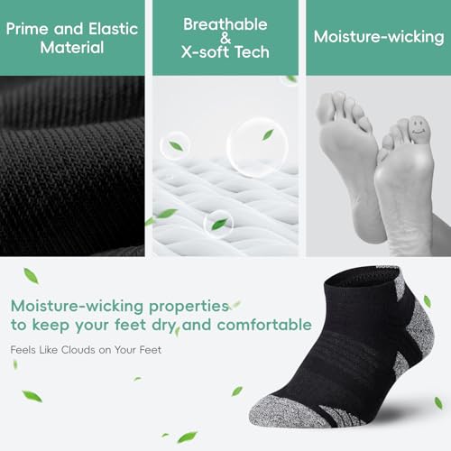 Begrily Mens No Show Socks Performance Cotton Cushioned Ankle Low Cut Comfort Athletic Socks 8 Pack3