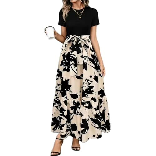 Robe midi col rond DYRBF : finis les vêtements serrés grâce à la taille nouée réglable