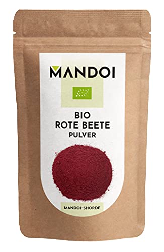 Mandoi BIO Rote Beete Pulver, 100g. Als Gewürz für Speisen, Smoothies oder als Lebensmittelfarbe rot Cover