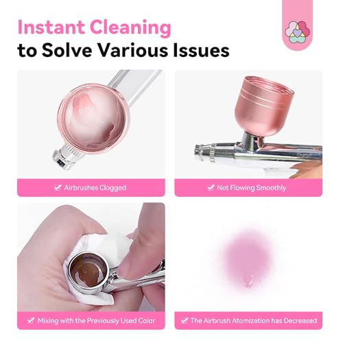 Image of SAVILAND Airbrush Cleaner Solution 8.12 fl. oz: Low-Odor, Quick Clean for Water-Based Acrylic Paint, Gel Nail Polish & Watercolor, Prevent Clogging, Salon & Home Use