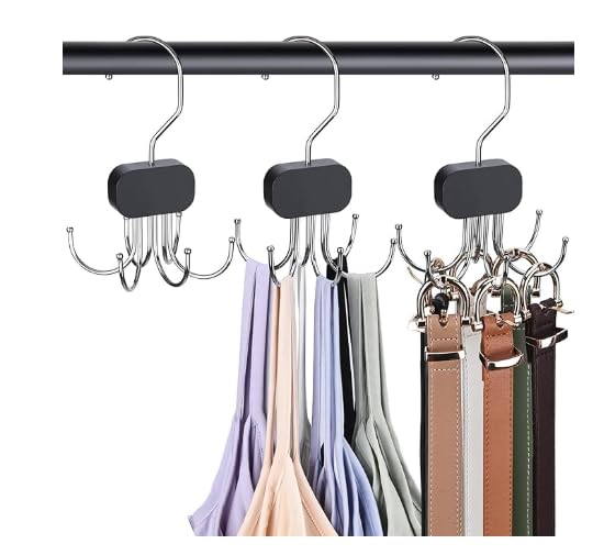3 Pack Bra Hanger for Wardrobe Organiser, 360° Rotating & Foldable Tank Top Hanger, Wooden Space Saving Hanger for Bras and Accessories