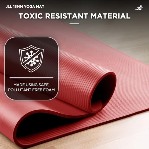 JLL Yoga Mat Extra Thick 6mm/10mm/15mm Non-Slip Pilates Workout Exercise Mat Available in Black/Blue/Purple/Pink/Grey/Red, Ideal Camping Mat - Image 6