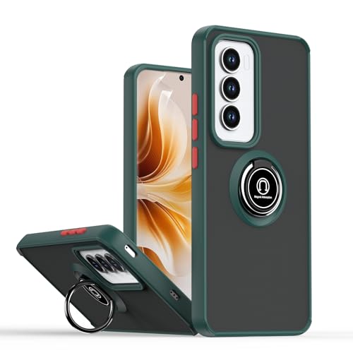 Rfvzubemok Compatible with Oppo Reno12 Case,Compatible with Oppo Reno12 5G CPH2625 Built-in Bracket Car Magnetic Shockproof and Anti-Drop Phone Case Cover Green