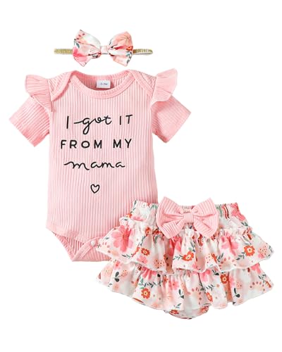 Image of Mioglrie Newborn Infant Baby Girl Clothes Romper Shorts Set Floral Summer Outfits Cute Baby Clothes Girl