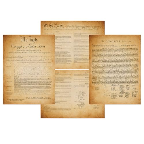 Constitution des États-Unis d'Amérique lot de 4 affiches d'histoire sans cadre pour classe