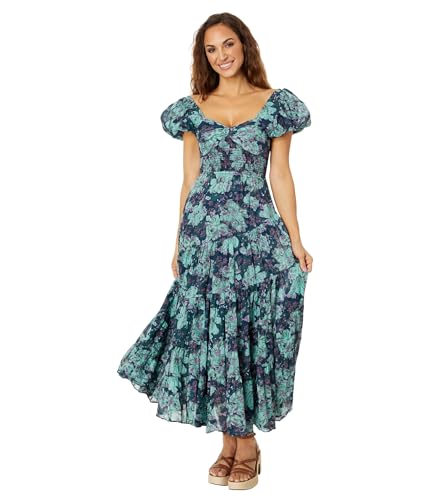 fitted lace wedding dress FREE PEOPLE Floral SUNDRENCHED Short Sleeve Maxi Dress main image 0