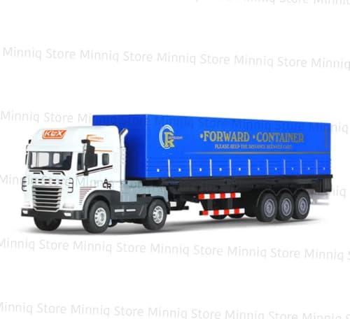 Image of Container Trailer Transport with Lights and Sounds Friction Powered Trailer Model Diecast Truck Toys Best Birthday Gift for Kids[Pack of 1] (Container Trailer Transport Truck)