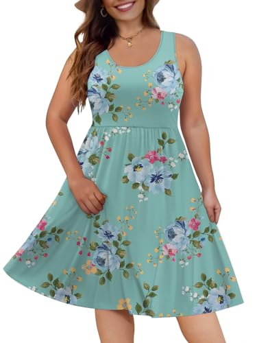 Image of DB MOON Womens 2026 Plus Size Tank Dresses Sleeveless Knee Length Sundress with Pockets
