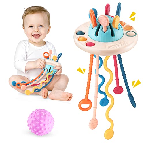 Image of FICUS Baby Montessori Toys 18 Months and up,UFO Food Grade Silicone Pull String Activity Toy,Baby Sensory Toys Early Development Toys, Fine Motor Skills Toys for 2 3 Year Old Boys Girls