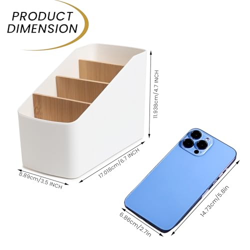 Image of GadgetBite Remote Holder Office Desk Organiser Pen Holder Multifunctional Storage Box Organizer With 4 Storing Compartments For Pen Pencil AC TV Remote Notes and Cards - White