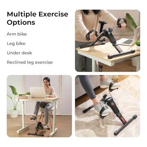 Image of Lifelong LLF63 Fit Pro Foot Pedal Exerciser Machine, Foldable Portable Foot, Hand, Arm, Leg Exercise Pedaling Machine - Black and Red