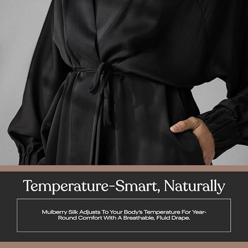 Image of Lunya Washable Silk Robes for Women - Lightweight Short Robes with Pockets, Removable Belt & Interior Tie - Multiple Colors