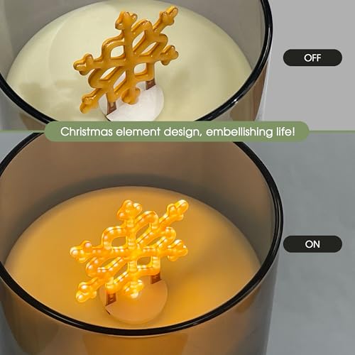 Image of L LOHAS LED Electronic Candle Night Lights with Remote | 3-Pack Snowflake LED Flameless Candles Battery Operated Flickering Night Light 5 Brightness Levels & Timer Holiday Home Decor