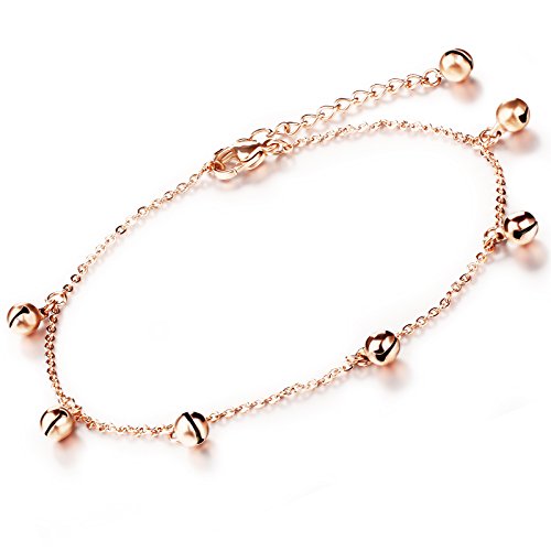 Preisvergleich Produktbild Gutcandie Damen Fußkettchen Roseold Edelstahl Glöckchen Anhänger Fußkette Panzerarmband