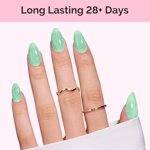 Image of MelodySusie Milky Green Gel Nail Polish, 0.5Fl.oz Jeweliver Milky Gel Polish Light Sage Green Pastel Color Soak Off UV LED Gel Polish Nail Art Design Manicure Gift for Girls Salon DIY At Home JFR58