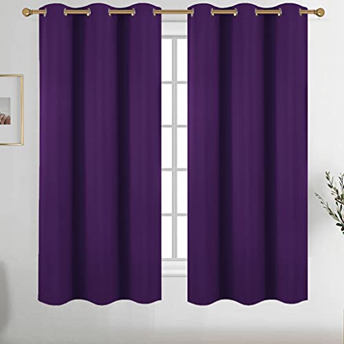 Diraysid Purple Grommet Blackout Curtains for Bedroom Thermal Insulated Room Darkening Curtains Drapes, 42 x 72 inch, 2 Panels