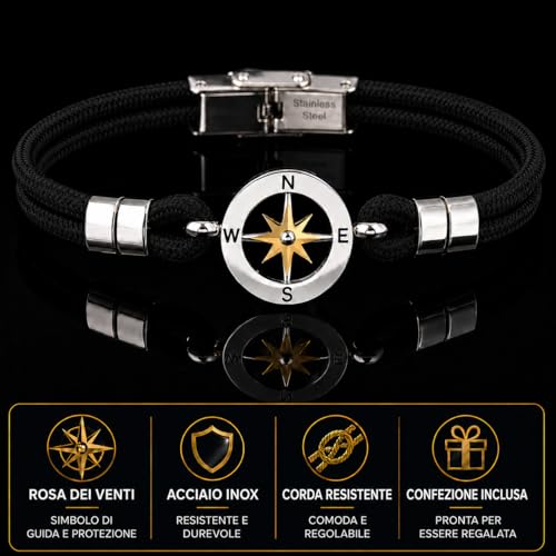 SAGA GIOIELLI® Męska Bransoletka Różowy Wiatr Moda Żeglarska Stal