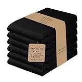 Urban Villa Kitchen Towels, Premium Quality,Solid Satin Weave 100% Cotton Dish Towels, Ultra Soft (Size: 20X30 Inch), Black Highly Absorbent Bar Towels & Tea Towels - (Set of 6)