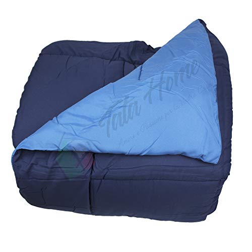 Tata Home Trapunta Invernale Tinta Unita Double Face Singola Imbottita 350 gr/mq Piumone Caldo Letto 1 piazza 180x260 cm Bicolore Avio Blu Mod. J