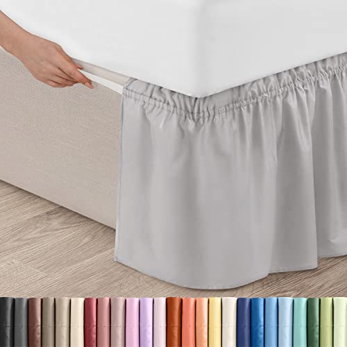 Ruffled Light Grey Full Bed Skirt – Hotel-Quality Ruffles For Full Beds With 15 In. Drop – Elastic Wrap Around Dust Ruffle Full Bedskirt For Easy Fitting With Brushed Fabric By Cgk Unlimited #TOP2