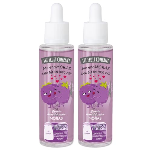 The Fruit Company Esencia para Humidificador 50 ml – Aromas Fresa Nata, Melón, Moras o Coco – Esencia Hidrosoluble Aromaterapia – Aroma Intenso para Difusor (Moras)