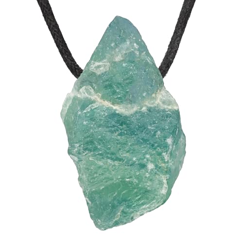 Lebensquelle Plus Colgante de piedra en bruto | colgante perforado con cinta de algodón | natural (fluorita, verde), unterschiedlich, Piedras preci, Fluorite