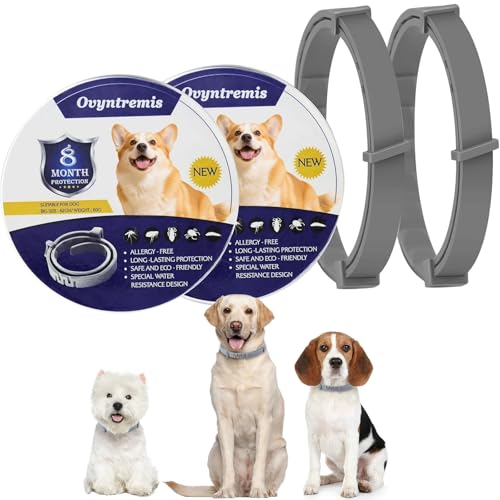 2 Pcs Dog Collar, Natural Essential Oils, Waterproof & Adjustable, 16-Month Protection for Dogs Over 7 Weeks (63cm)