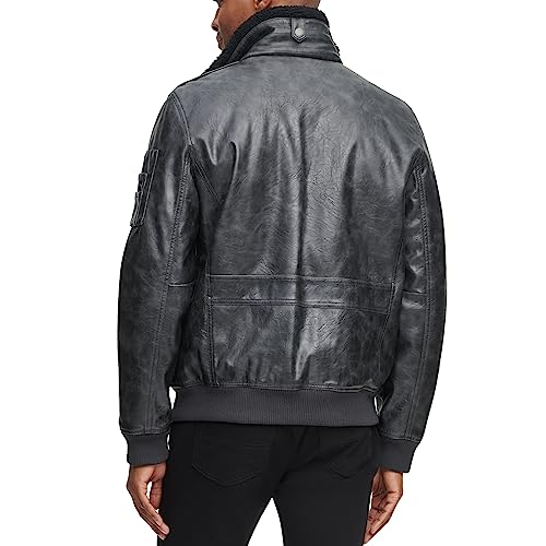 Tommy Hilfiger Men's Smooth Lamb Touch Faux Leather Unfilled Bomber, Black/Patches, Small4